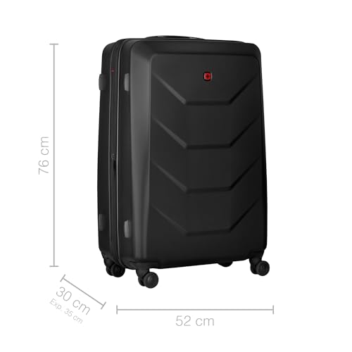 Wenger Prymo Medium hardside case with 4 Wheels, mid-Sized, 59 (67) L, Hardshell, Security Lock, for Men and Women, Travel or Vacation, Black, 612537