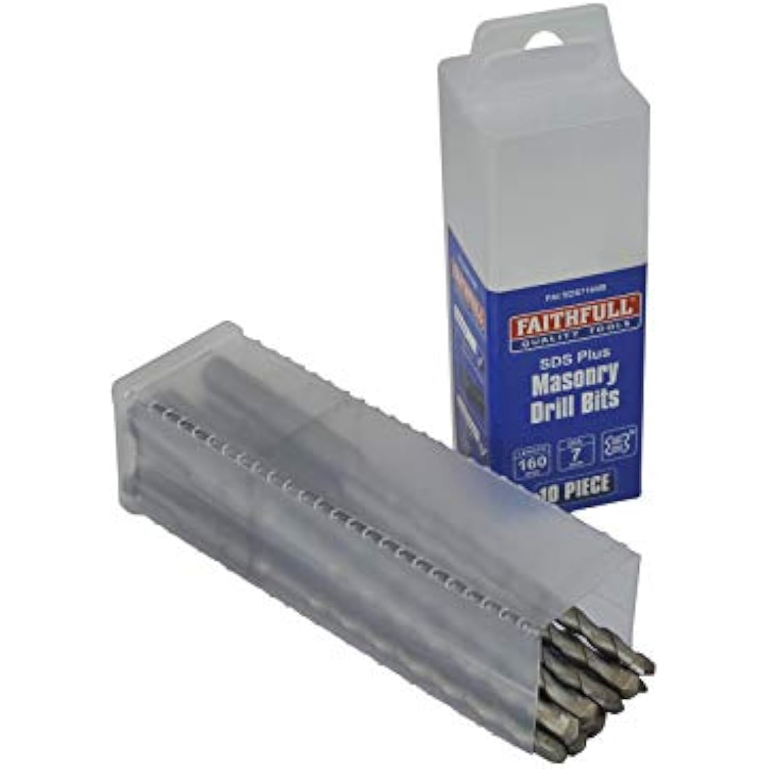 Faithfull FAISDS10210B SDS Masonry Drill Bit 10 mm x 150 mm WL x 210 mm - Bulk pack of 10 Silver