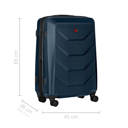 Wenger Prymo Medium hardside case with 4 Wheels, mid-Sized, 59 (67) L, Hardshell, Security Lock, for Men and Women, Travel or Vacation, Black, 612537