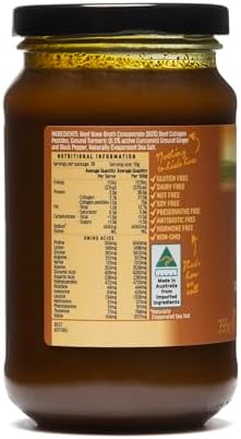 ABBCo Turmeric Beef Bone Broth Concentrate with Ginger, Black Pepper – Healthy Digestive Beverage Boosting Bone and Joint Health - Halal Collagen Protein Enriched