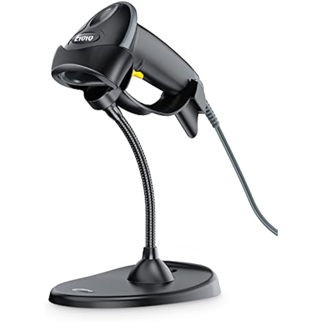 Eyoyo Handheld 2D Barcode Scanner with Gooseneck Stand, Automatic USB Wired QR Code Scanner Bar Code Reader Support Screen Scanning for PC POS System Library Store Supermarket Check-Out, Inventory…