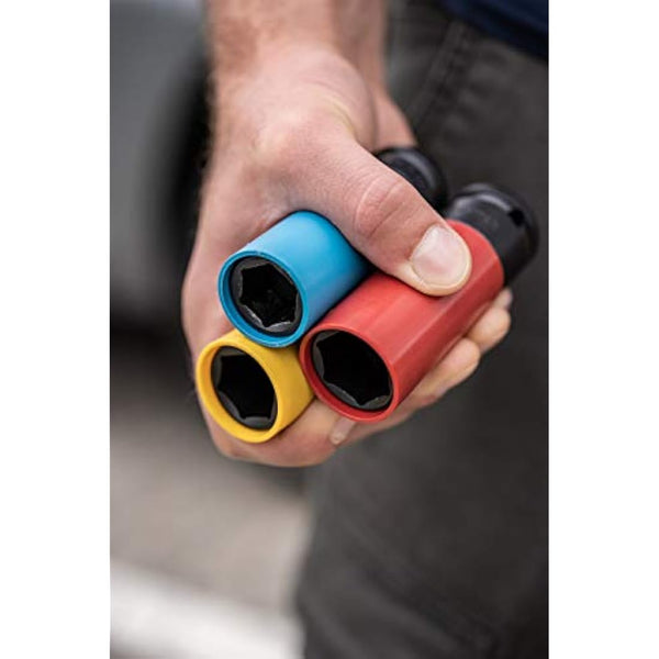 Set di chiavi a bussola HAZET 903SPC/3, Chiave quadra da 12,5 mm (1/2 pollice), larghezza trasversale 17 21 mm, con bussola in plastica, Montaggio di pneumatici con cerchioni in alluminio