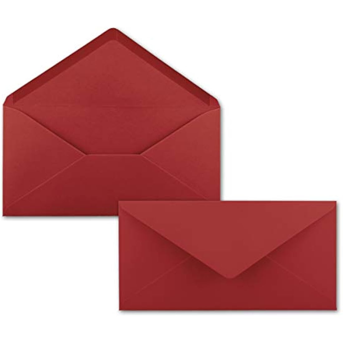 Gummed Envelopes | DL Format 110 x 220 mm | Completely Coloured Paper | Postal Envelopes without Window | Ideal for Christmas, Greetings and Invitation Cards | FarbenFroh Series 150 Umschläge dark red