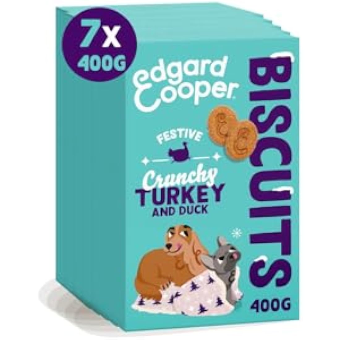 Edgard Cooper Dog Treats, Grain Free, Festive Feast, Fresh Duck & Turkey, High Protein, Natural Ingredients, 400g x7