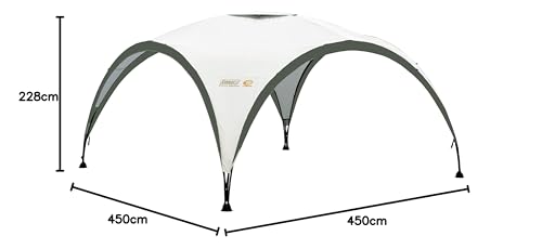 Coleman Gazebo, Event Shelter for Garden and Camping, Sturdy Steel Poles Construction, Large Event Tent, Portable Sun Shelter with Sun Protection SPF 50+, Grey/Green, L - 3.6 x 3.6 m