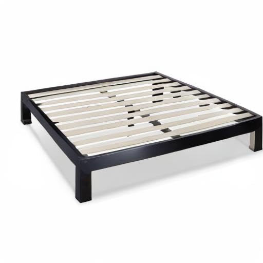 Zinus Arnav Super King Bed frame - Bed 180x200 cm - 26 cm Height - Metal bed frame with Wood slat support - Black