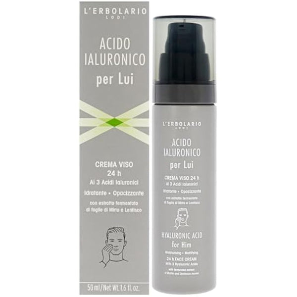 Hyaluronic Acid Moisturisin Mattifying Face Cream by LErbolario for Men - 1.6 oz Cream