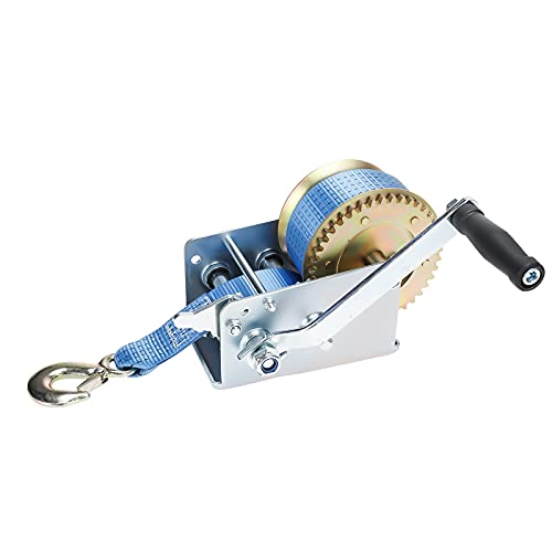 BOOMSTART 2500LBS Hand Winch Manual Winch Boat Trailer Winch With 33 ft Webbing Strap for Boat Trailer Caravan Marine ATV Towing