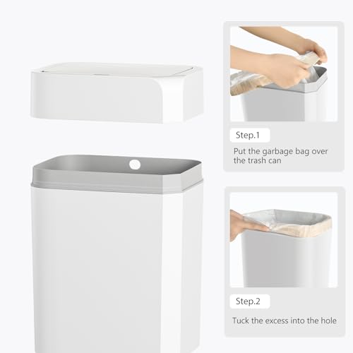ELPHECO Bathroom Trash Can with Lid 3.5 Gallon Motion Sensor Slim Garbage Can Bathroom Decor Waterproof Smart Small Trash Bin for Kitchen, Office, Bedroom, Living Room, Toilet (White)