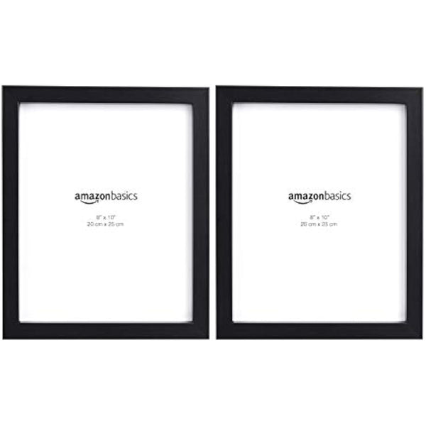 Amazon Basics Rectangular Photo Frame for Tabletop and Wall Display, 2-Pack, Black, 20 cm x 25 cm
