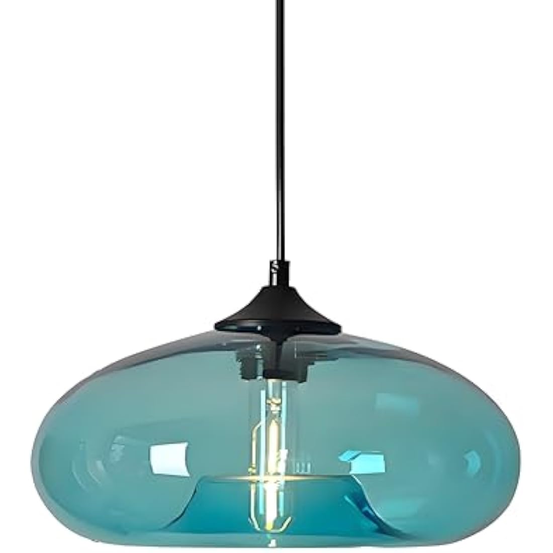 HJXDtech Pendant Light with 28cm Glass Lampsahde, Industrial Vintage Loft Bar E27 Ceiling Hanging Lamp for Kitchen, Dining &Living Room (Turquoise)