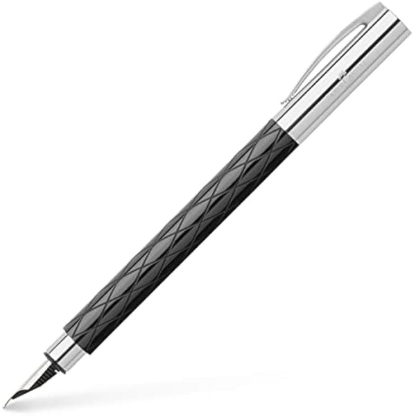 Faber-Castell Ambition Rhombus 148922 Fountain Pen EF Nib in Gift Box Shaft Colour Black/Silver