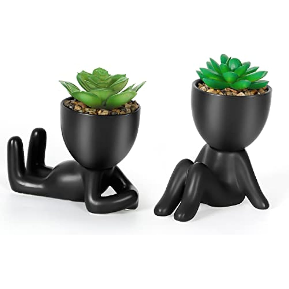 Dremisland 2PCS Fake Plants Artificial Succulents Plants Decor Fake Succulents Indoor Potted Mini Faux Plant with Ceramic Pot Planter Cute Desk Plant for Home Office Table Living Room Shelves