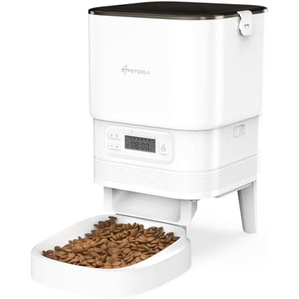 APETDOLA Automatic Cat Feeder, 4L Pet Food Dispenser with Timer, Cat Feeder with 1-6 Meals per Day, Dual Power Supply (AC/DC), Voice Recorder, Automatic Feeders for Cats and Puppy - FD30 (White)