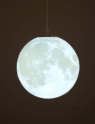 KRUIHAN 3D Print Led Moon Lamp Hang Ceiling Lamp Moon Light Night Light for Kids Room Restaurant Bed Room Living Room 30CM