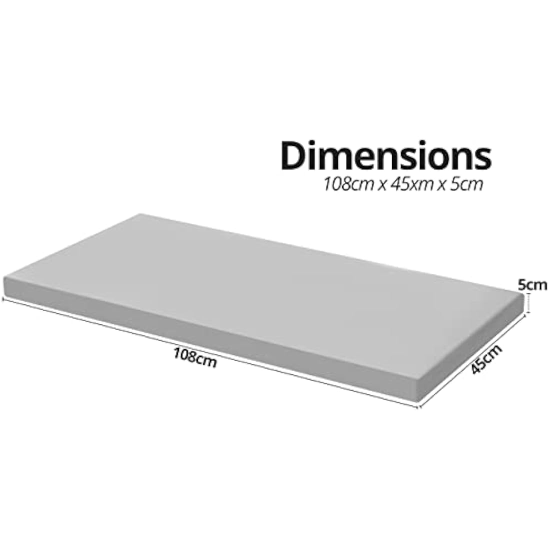 iStyle Mode Outdoor/Indoor Water Resistant 2 Seater Bench And Patio Furniture Padded Cushion ONLY Garden Furniture Pad 108cm x 45cm x 7.5cm thick (Grey)