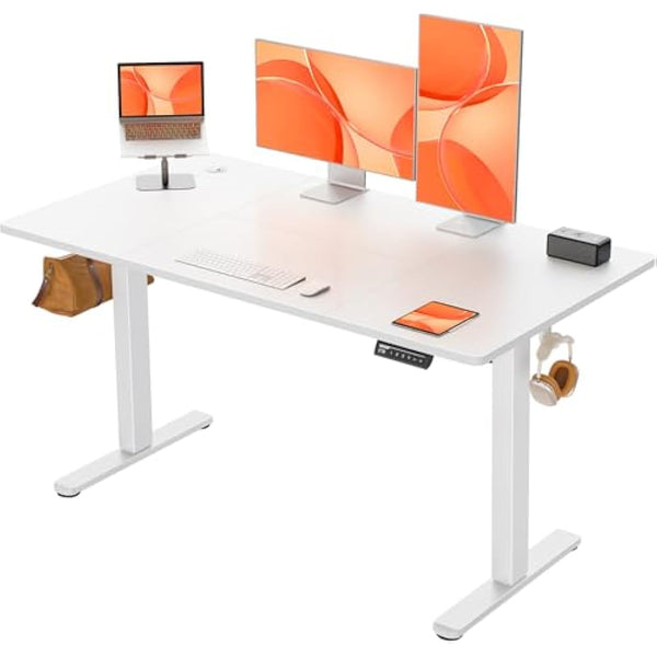 ErGear Electric Standing Desk Height Adjustable 140 x 70cm, Sit Stand Desk with 4 Memory Smart Pannel, Home Office Desk with Splice Board