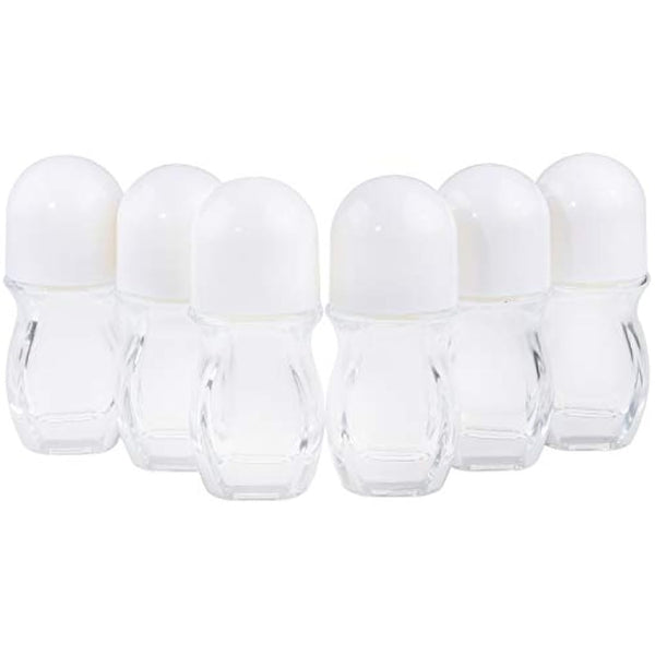 Kare & Kind Empty Refillable Glass Roll-On Deodorant Bottles (6-Pack) Leak-Proof 1.05 Oz (30 ml) with Stickers - Twist Cap For Homemade Natural Deodorant, Sunscreen, Moisturizer