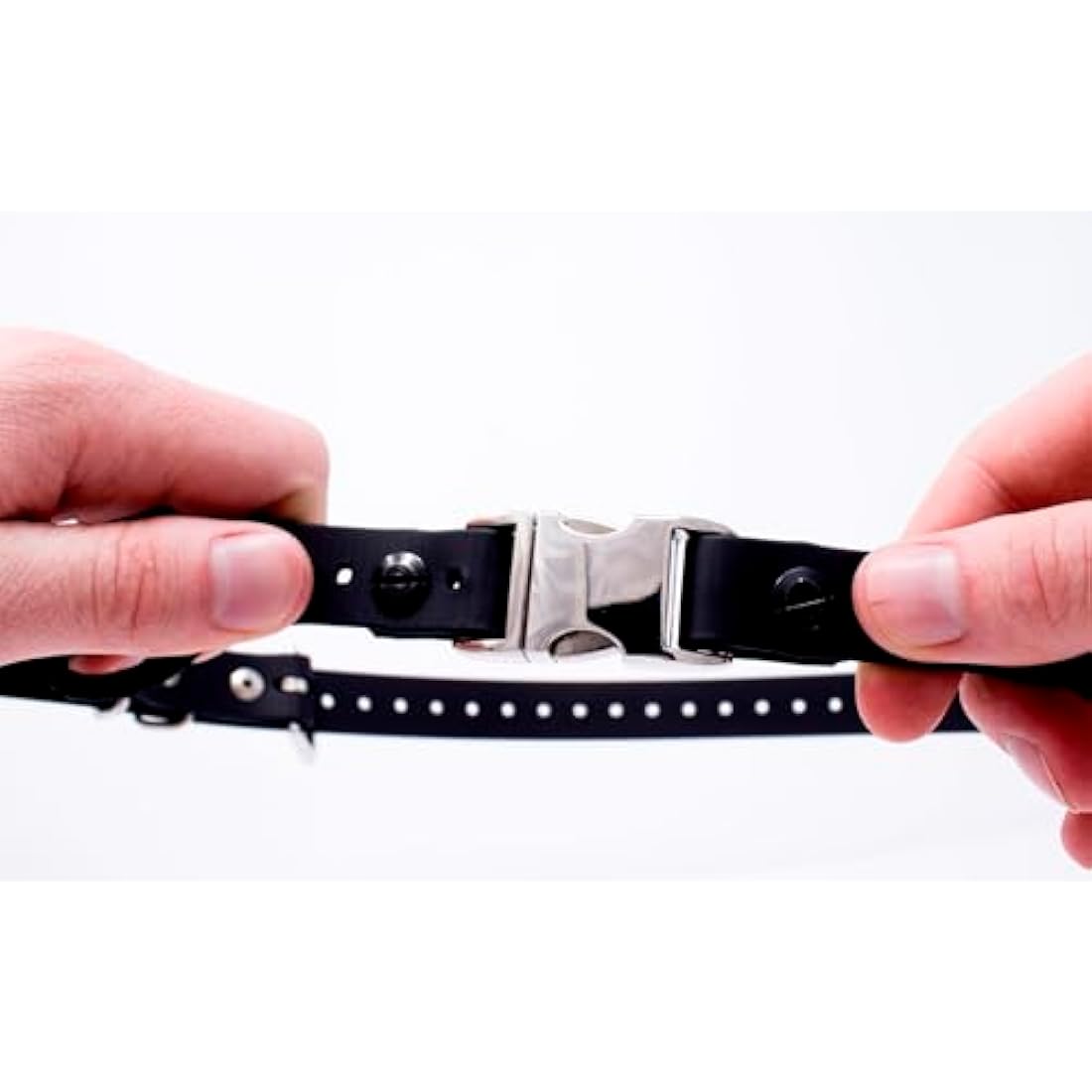 Educator Quick Snap Bungee Dog Collar, Biothane, Waterproof, Odorproof, Easy Connect and Disconnect Clasp and D Ring with Comfort Bungee Loop, Adjustable for Custom Fit, 1-Inch, Black