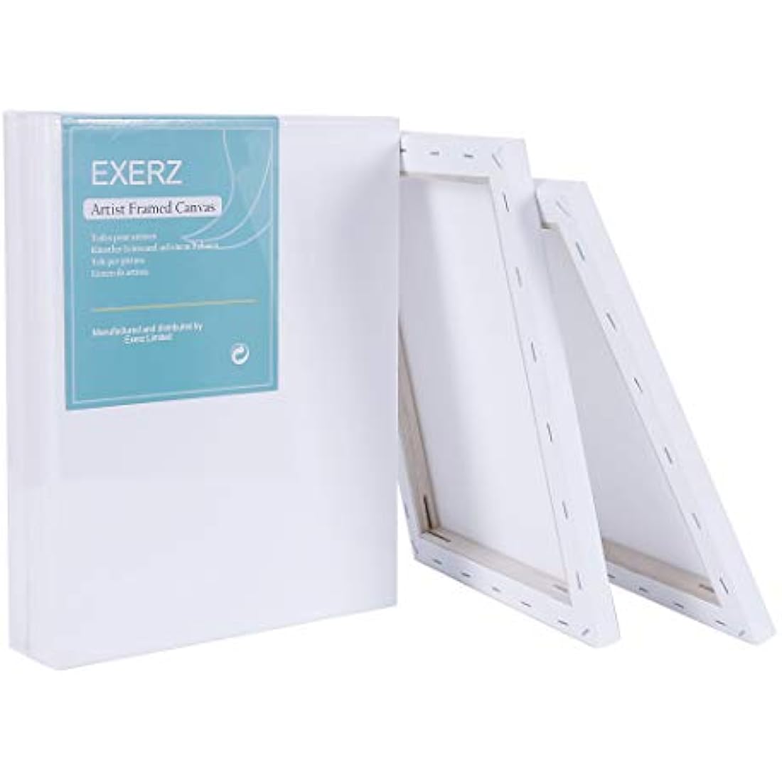 Exerz 40x50cm Pre-Stretched Canvas 4pk - 1.7cm Artist Framed Canvas Blank/ 280GSM 100% Cotton/Triple Primed/Acid Free/Medium Grain/Professional Artist Acrylic Paint, Oil Paint