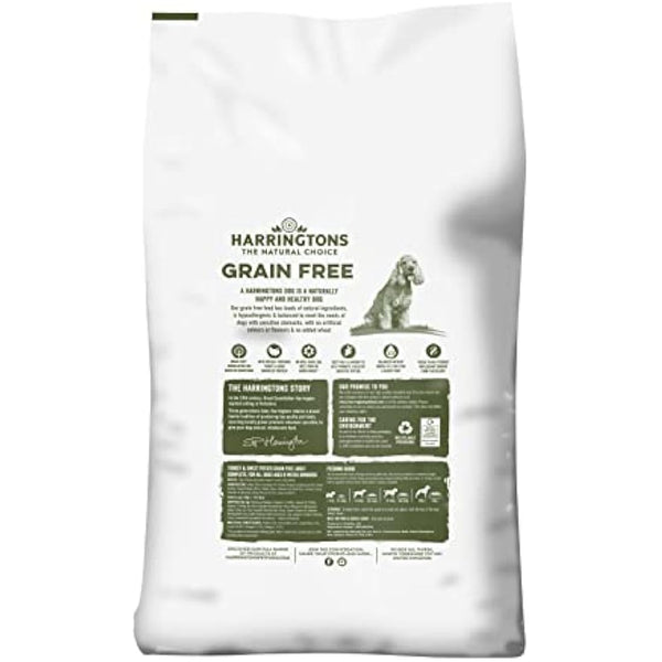 Harringtons Complete Grain Free Hypoallergenic Turkey & Sweet Potato Dry Dog Food 18kg - Made with All Natural Ingredients