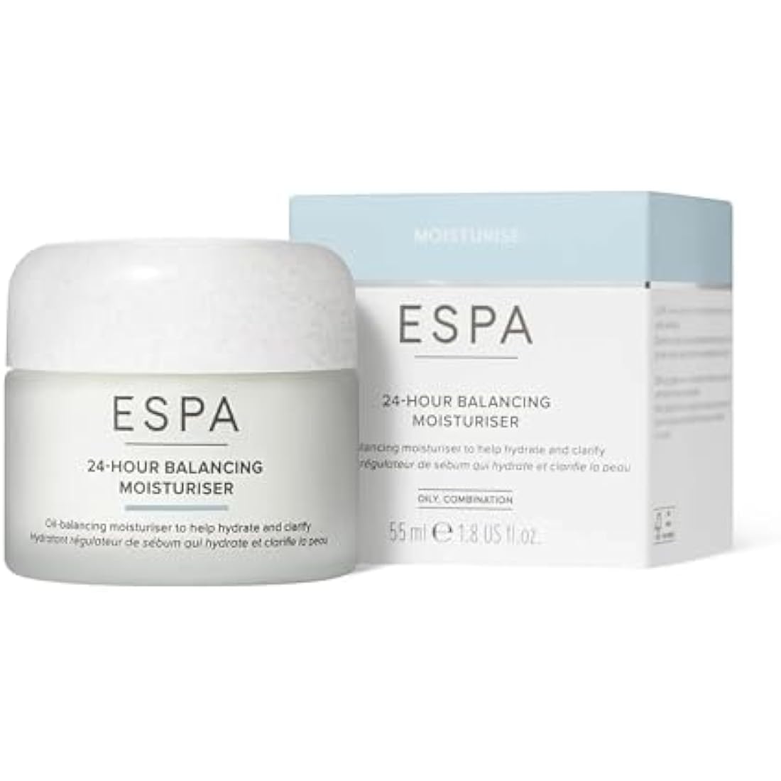 ESPA | 24-Hour Balancing Moisturiser | 55ml | Oil-Balancing Moisturiser to Hydrate & Clarify | Protects Without Clogging Pores | Registered by Vegan Society | For Oily & Combination Skin