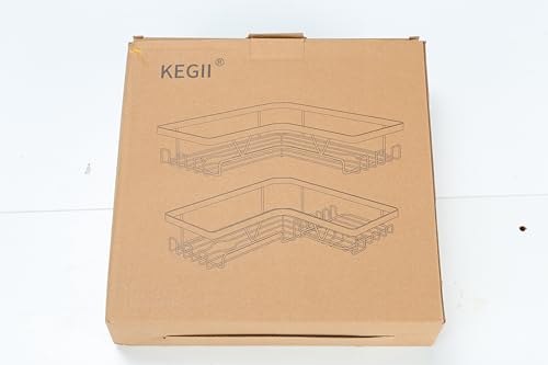 Kegii Telescopic Shower Caddy Corner - Stainless Steel Shower Shelf No Drilling Bathroom Caddy with Soap Holder and Hooks(White), On The Bath or Stand Up Shower