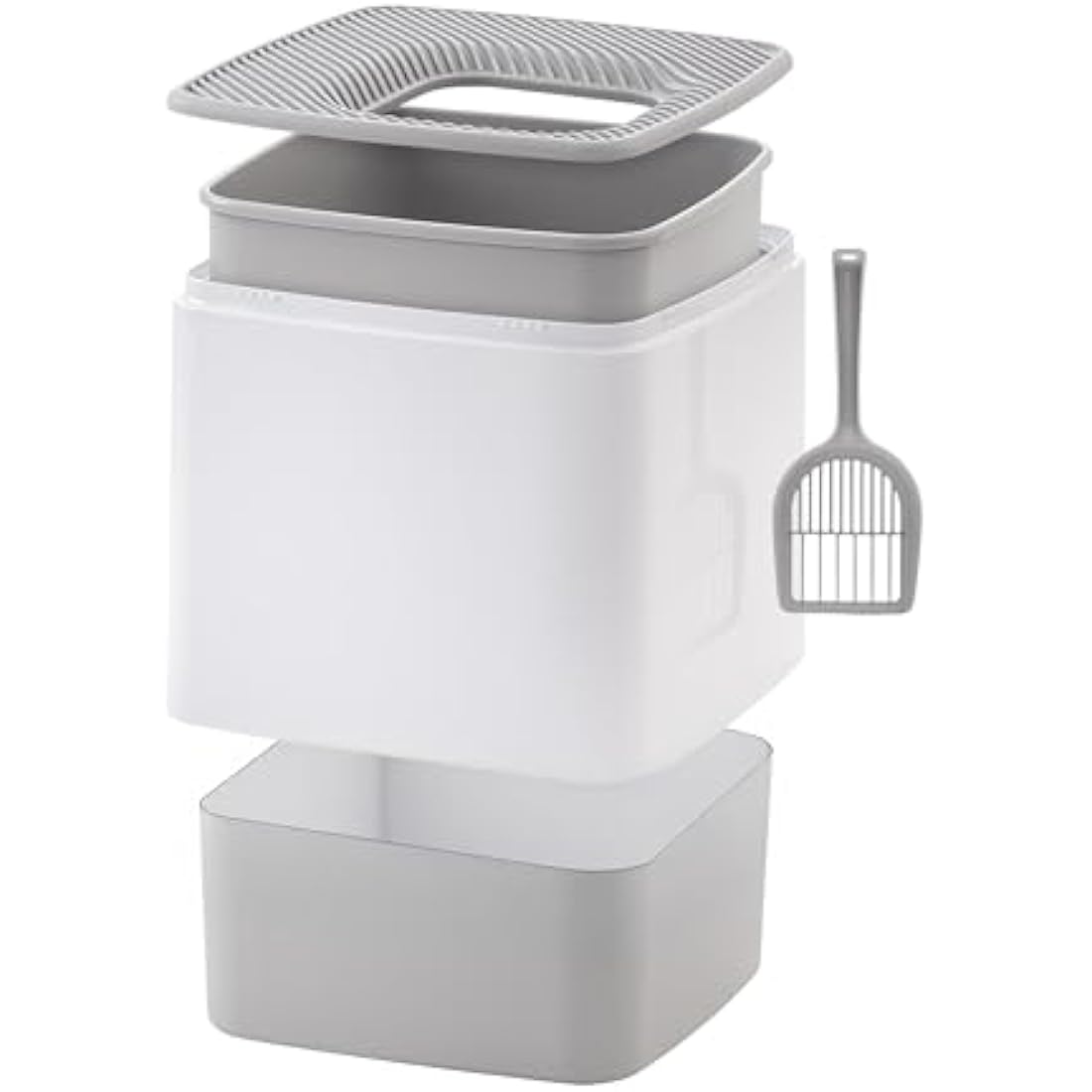 IRIS USA Premium Top Entry Cat Litter Box PRCL-SQ, White