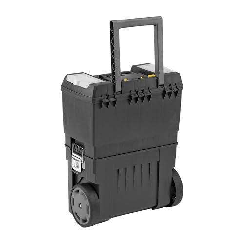 STANLEY Mobile Work Centre Toolbox, 2-in-1 Rolling Workshop with Stackable Units, Removable Toolbox, and Swivel Storage Carousel, 1-93-968