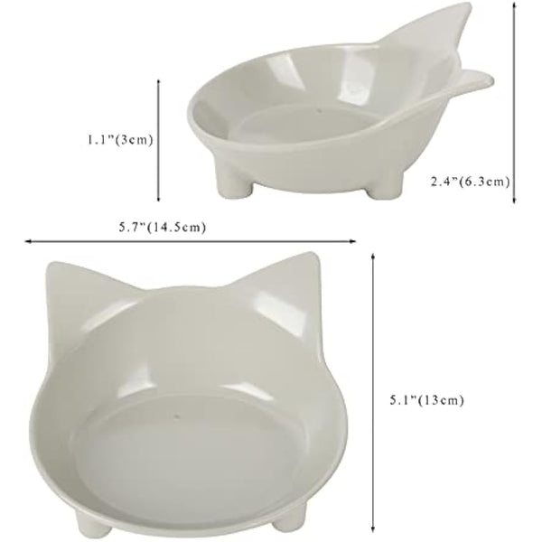 Cotill Cat Bowls, Anti-slip Multi-purpose Cat Food Bowl Pet Water Bowl Cat Feeding Bowl, Set of 3 - Grey/Black/White