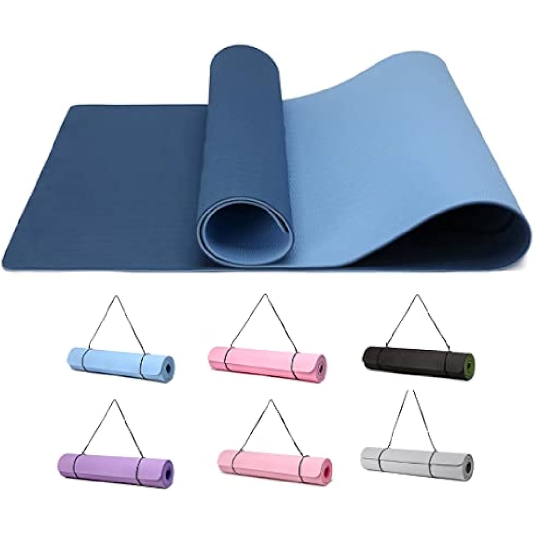 Good Nite Yoga Mat TPE Non-Slip Exercise Fitness Pilates Gymnastics Training Sport Mat Turn Mats Floor Gym with Carry Strap 183 x 61 x 0.6 cm