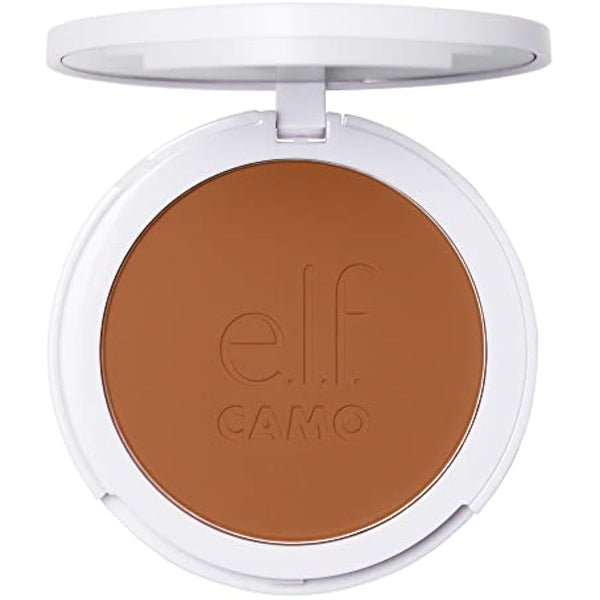 e.l.f. Camo Powder Foundation, Lightweight, Primer-Infused Buildable & Long-Lasting Medium-to-Full Coverage Foundation, Tan 450 N