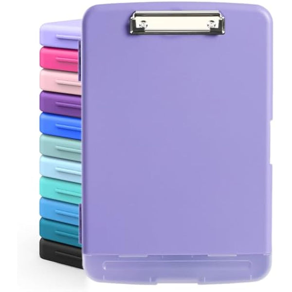 DMFLY Clipboard with Storage, Heavy Duty Clip Boards with Pen Holder, A4 Plastic Clipboards with Compartment, Holds 6+ Pencils and 200+ Sheets, Strong Clipboards with Low Profile Clip, Great for Work