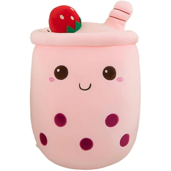 AMOZO Bubble Tea Plush Pillows, Cute Boba Plushies Soft Toys Giant Boba Stuffed Animal pillow for Boba Lovers (Pink, 35cm)