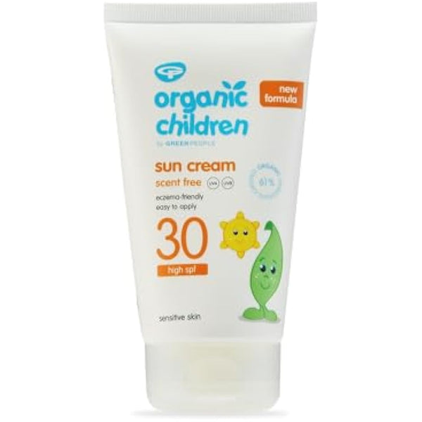 Green People Organic Children Sun Cream SPF30 - Scent Free, Natural Sunscreen - Organic, Vegan, Reef Safe & Cruelty Free, 150ml