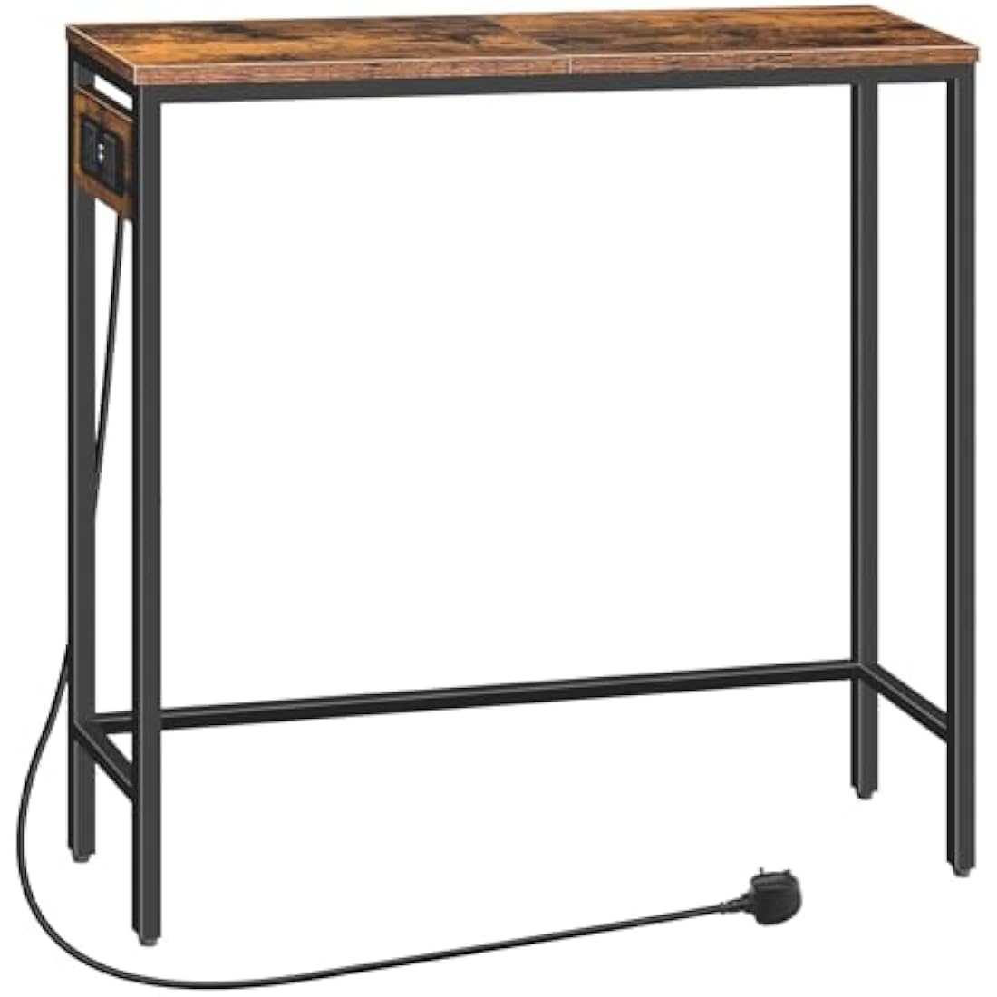 HOOBRO Console Table with Power Outlets, Slim Console Table with Charging Station, Hallway Table, Narrow Sofa Table for Small Space, Hallway, Entryway, Living Room, Rustic Brown and Black EBF75KXG01G1