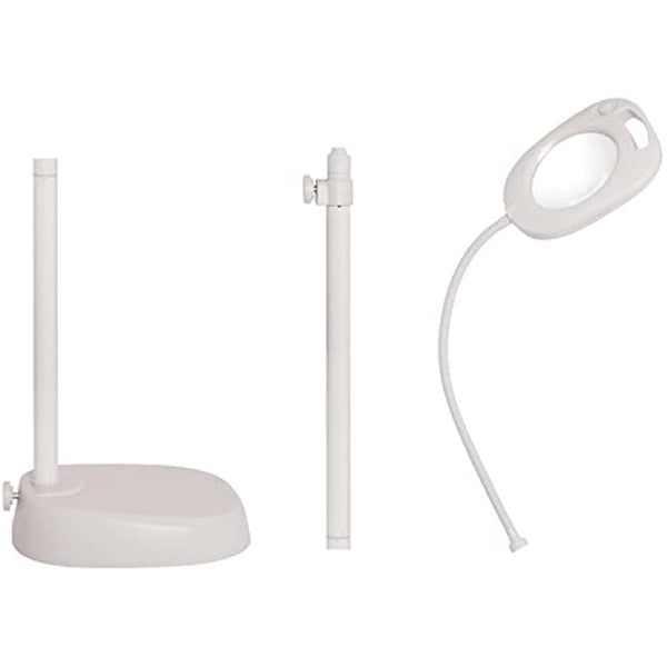 PURElite Magnifying LED Floor Lamp – 3in1 Lamp, Table Lamp & Clip-on Light, Natural Daylight Bulbs, Dimmer Switch, Adjustable Flexi Neck, For Needlework, Sewing, Crafting, Reading