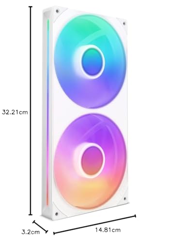 NZXT F420 RGB Core - 420mm Single-Frame Fan Unit with 3 x 140mm RGB Fans - Speed & Lighting Control - High Static Pressure & Airflow - Fluid Dynamic Bearings - 8 aRGB LEDs Per Fan - White