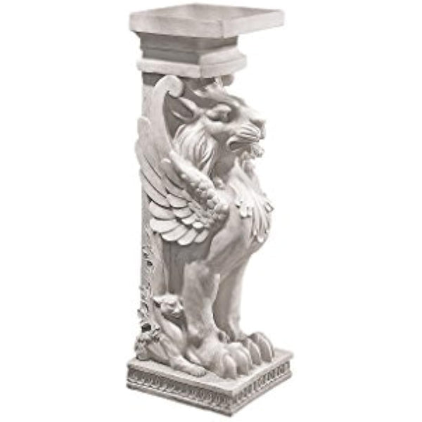Design Toscano JE122391 Trapezophoron Winged Lion Pedestal Column Plant Stand, Polyresin, Antique Stone, 78.5 cm