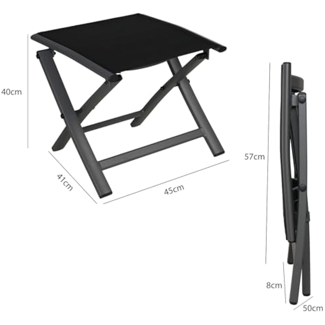 Grand patio Garden Folding Footstool, Ottoman Aluminium, Mesh Sling Farbic, Portable Stool for Garden, Outdoor (Black)