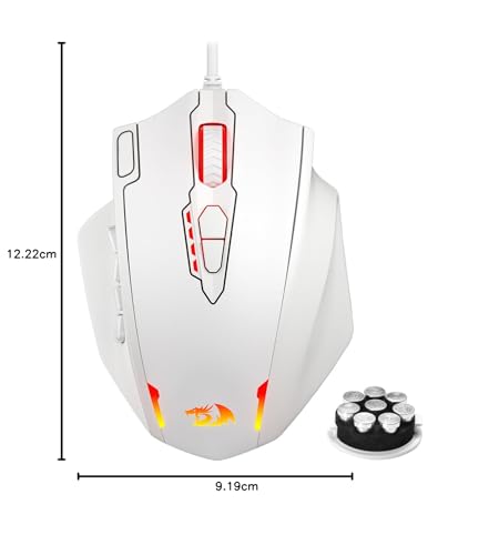 Redragon M908 Impact RGB LED MMO Mouse with Side Buttons Optical Wired Gaming Mouse with 12,400DPI, High Precision, 20 Programmable Mouse Buttons