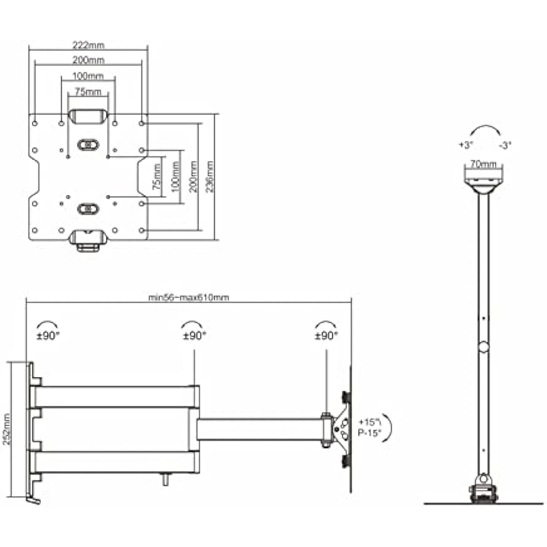 Intec brackets – Longest 610mm Reach Ultra Slim Fitting Strong Cantilever tilt and swivel TV wall mount bracket fits most TV’s 26 – 40 inch with cable management system.