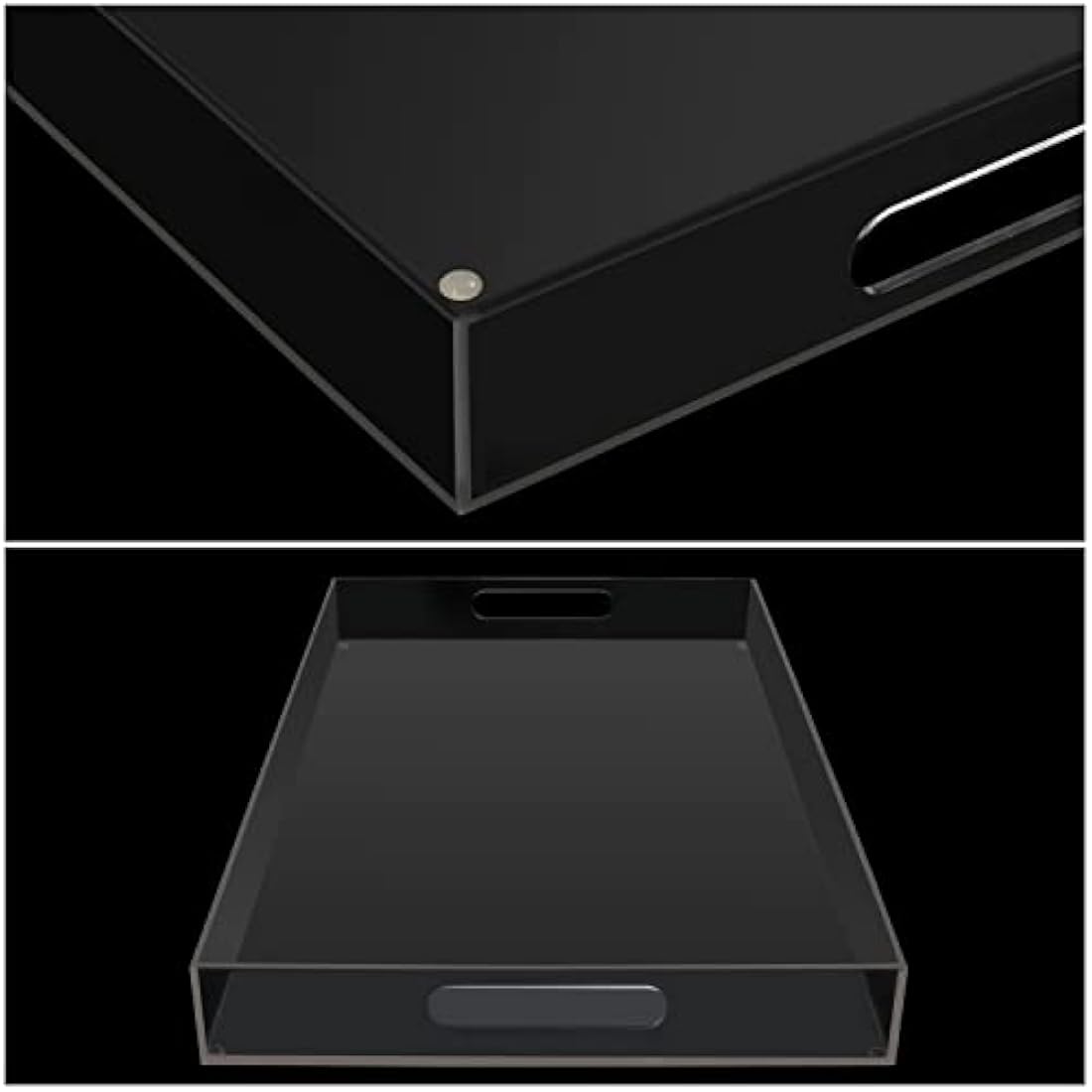 Kurtzy Clear Acrylic Plastic Serving Tray with Handles - L40 x W30cm / 15.75 x 11.81 Inches - Extra Large, Rectangular & Spill Proof - Decorative Breakfast, Tea/Coffee, Food, Drinks & Table Organiser