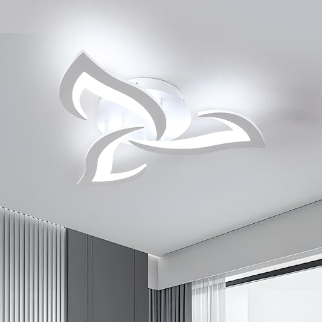 Dorlink LED Ceiling Light, 36W 3240LM Modern Design Ceiling Lighting, 3 Lights Living Room Ceiling Light Acrylic White Flower Fittings Ceilings for Bedroom, Kitchen, Dining Room 6500K Cool White