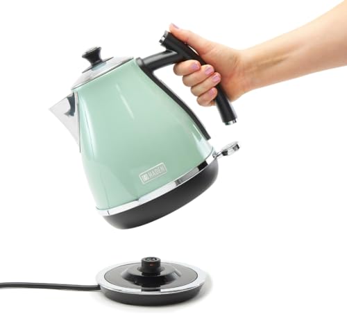Haden Cotswold Green Kettle - Lightweight - Easy To Clean - 3KW Fast Boil, Stainless Steel Electric Kettle, 360° Base, Boil-Dry Protection - Retro Style Kettle and Toaster Sets