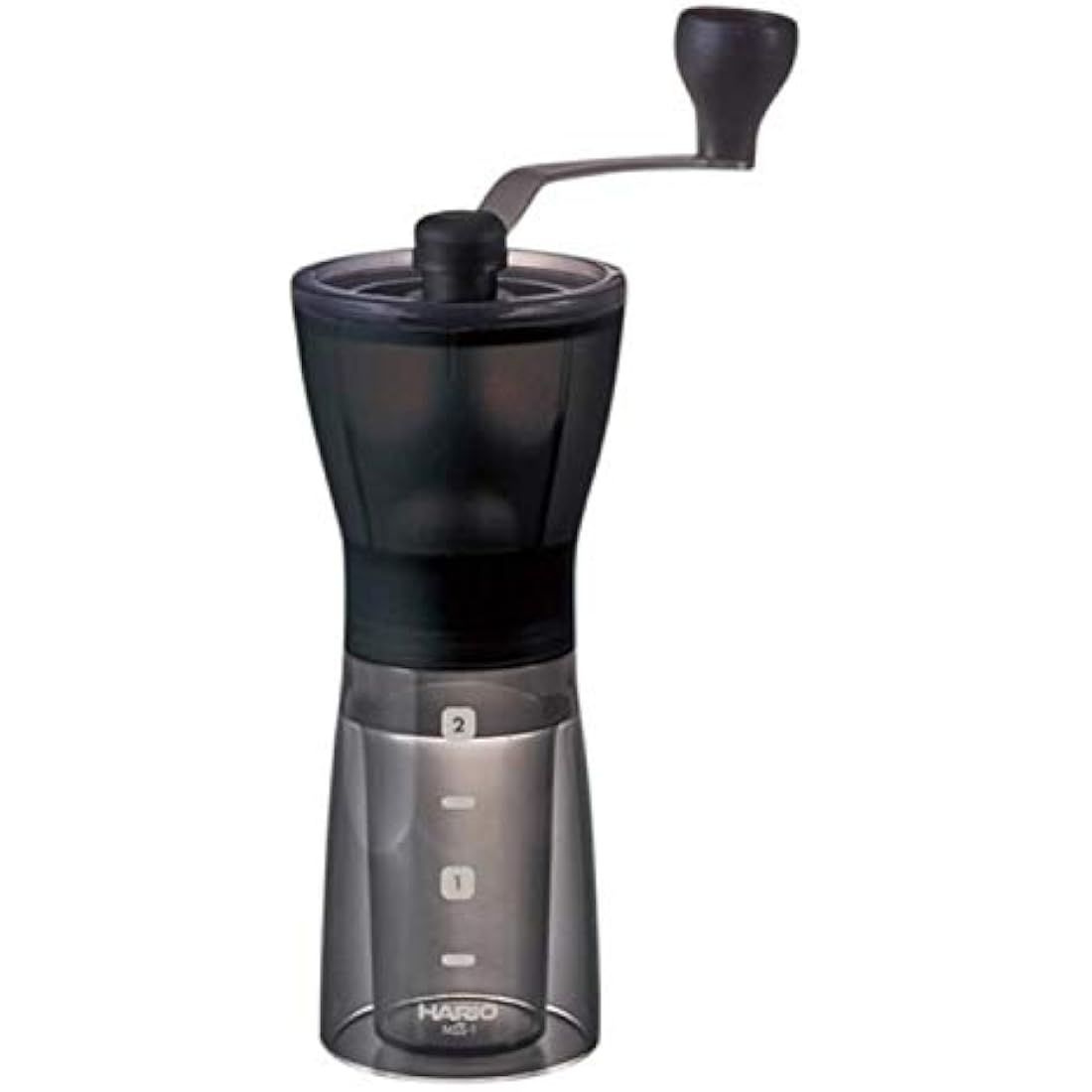 Hario, Transparent Black Mini Mill Plus | Compact & Adjustable Hand Coffee Grinder with Ceramic Burrs, Plastic,24g