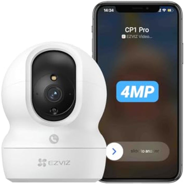 EZVIZ 4MP Indoor Camera No Monthly Fee, 512GB Supports, Spotlight Colour Night Vision, Dual Band Wifi, One-touch-calling Button, Two-way Audio, Sound/Human Detection, Works with Alexa (CP1 Pro 2K+)