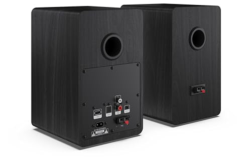 Sharp CP-SS30(BR) 60W RMS (2x 30W) 2-way Active Bookshelf Speakers - Wireless Studio Monitors with Bluetooth v5.0 Audio Streaming, USB Playback, Optical, AUX & RCA input - Brown