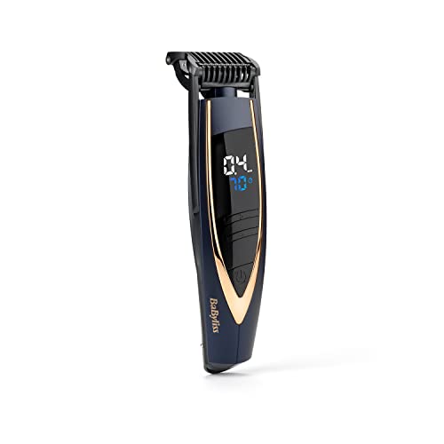 BaByliss Super Stubble XTP Beard Trimmer - Cordless & Waterproof Stubble/Beard Trimmer, 24 Length Settings (0.4-5mm), Gifts for Men, Blue & Rose Gold, 7898DU