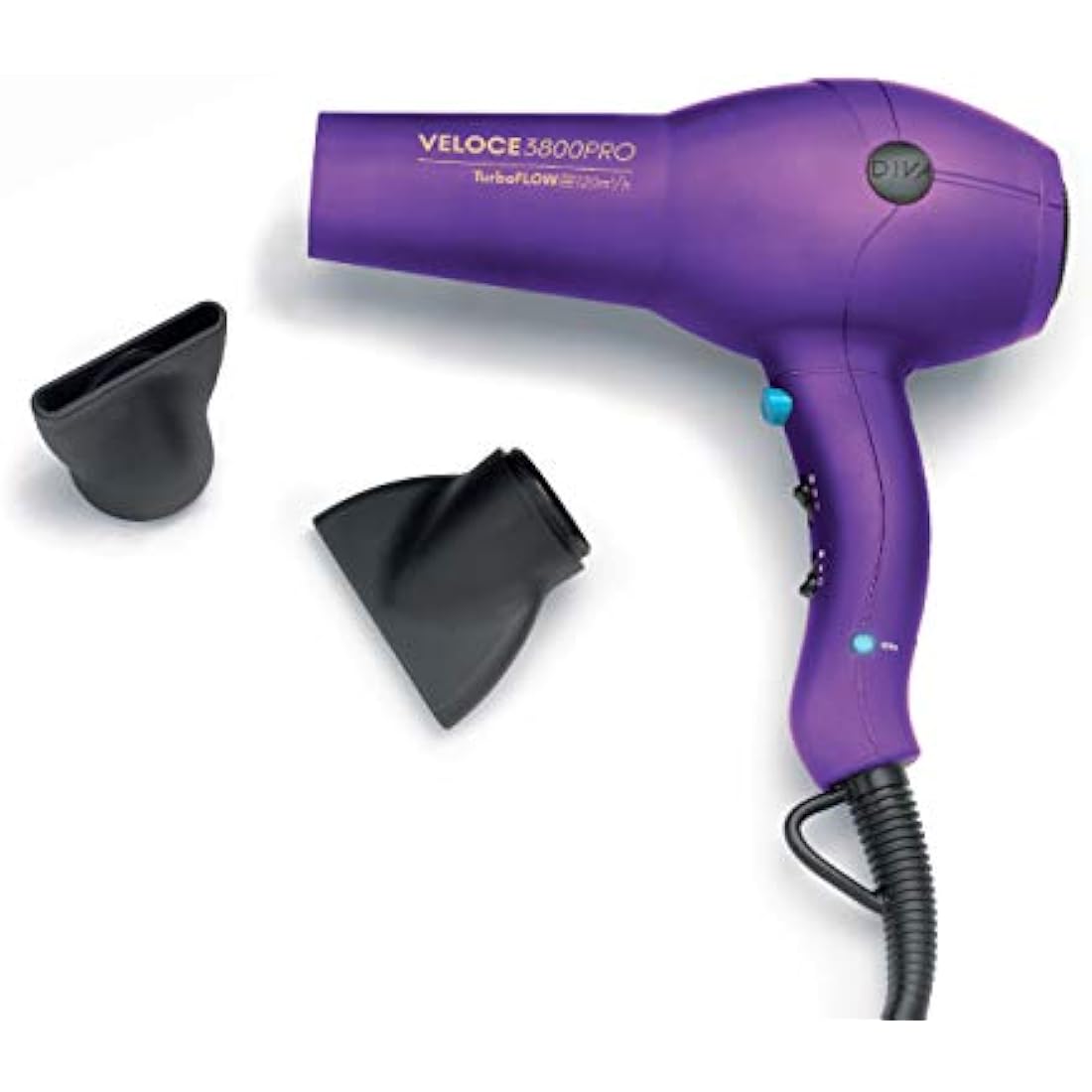 Diva Pro Styling Veloce 3800 Pro Dryer, Purple - 2200W Professional Hairdryer with Ionic Conditioning, EDT107